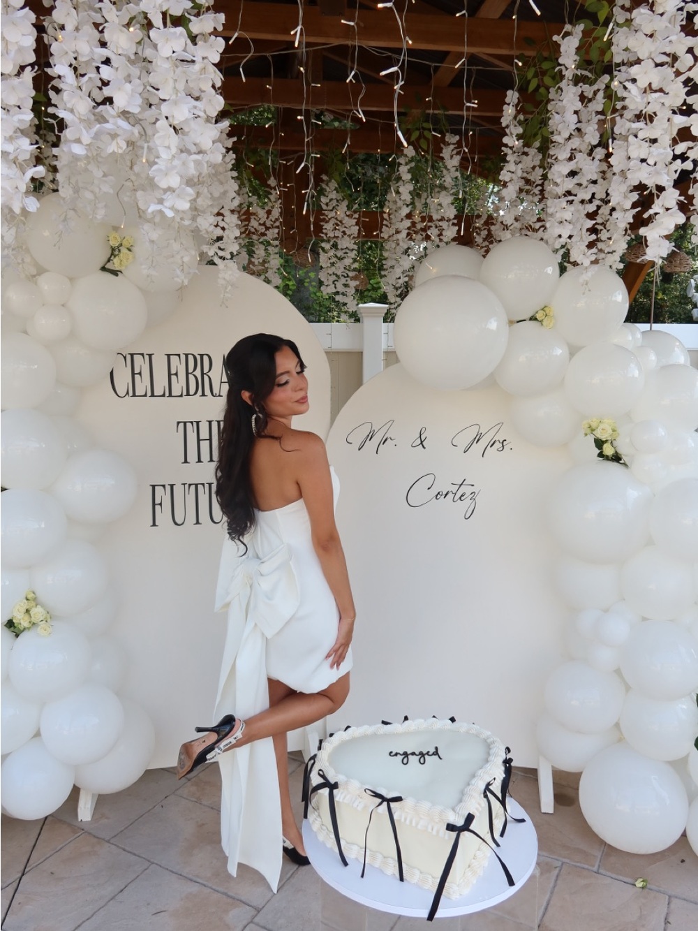 Meredith Strapless White Bow Mini Dress